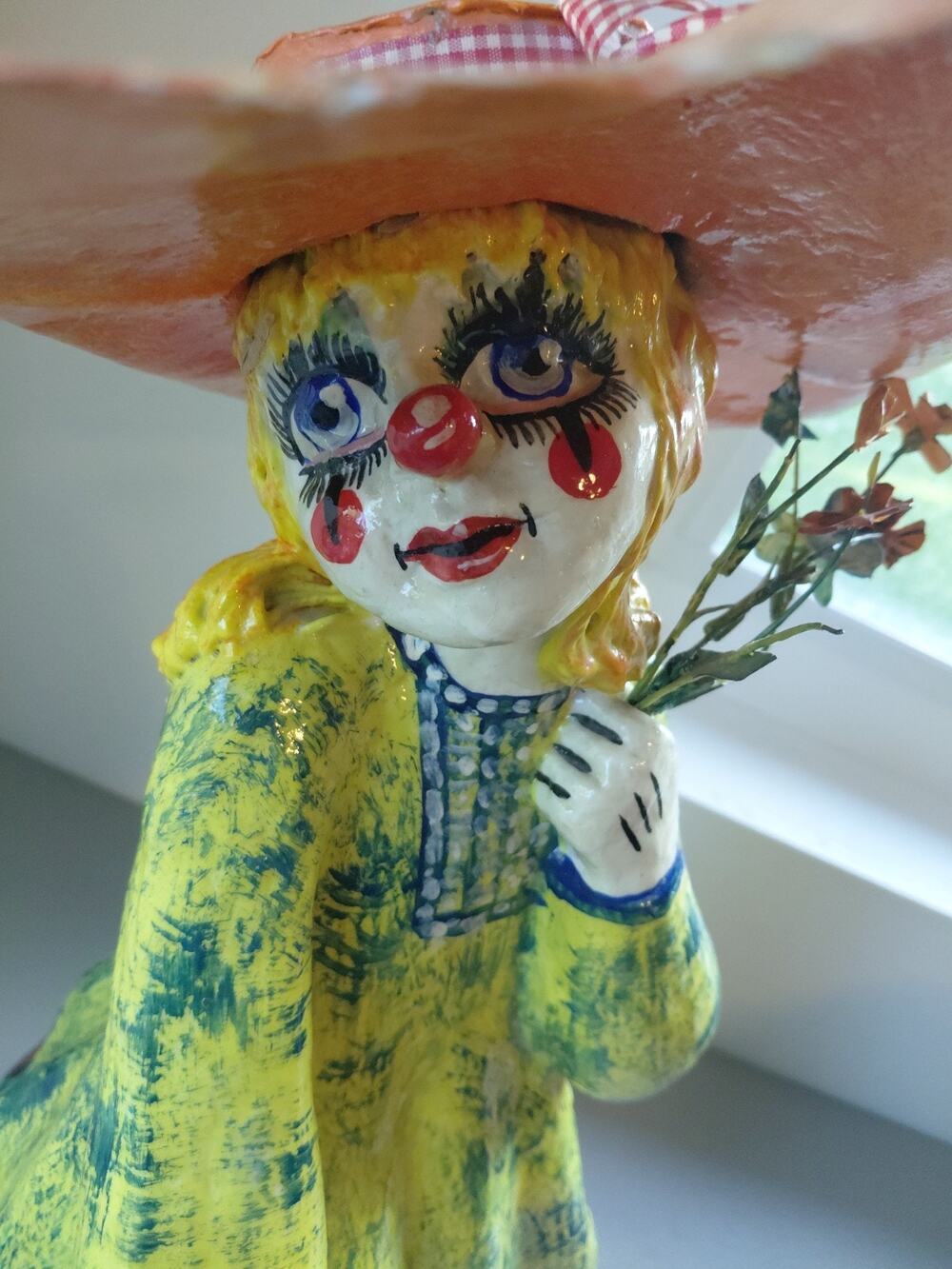 Oskar Raoul Paper Mache Vintage Mexican Folk Art Statue OOAK Contemporary Clown